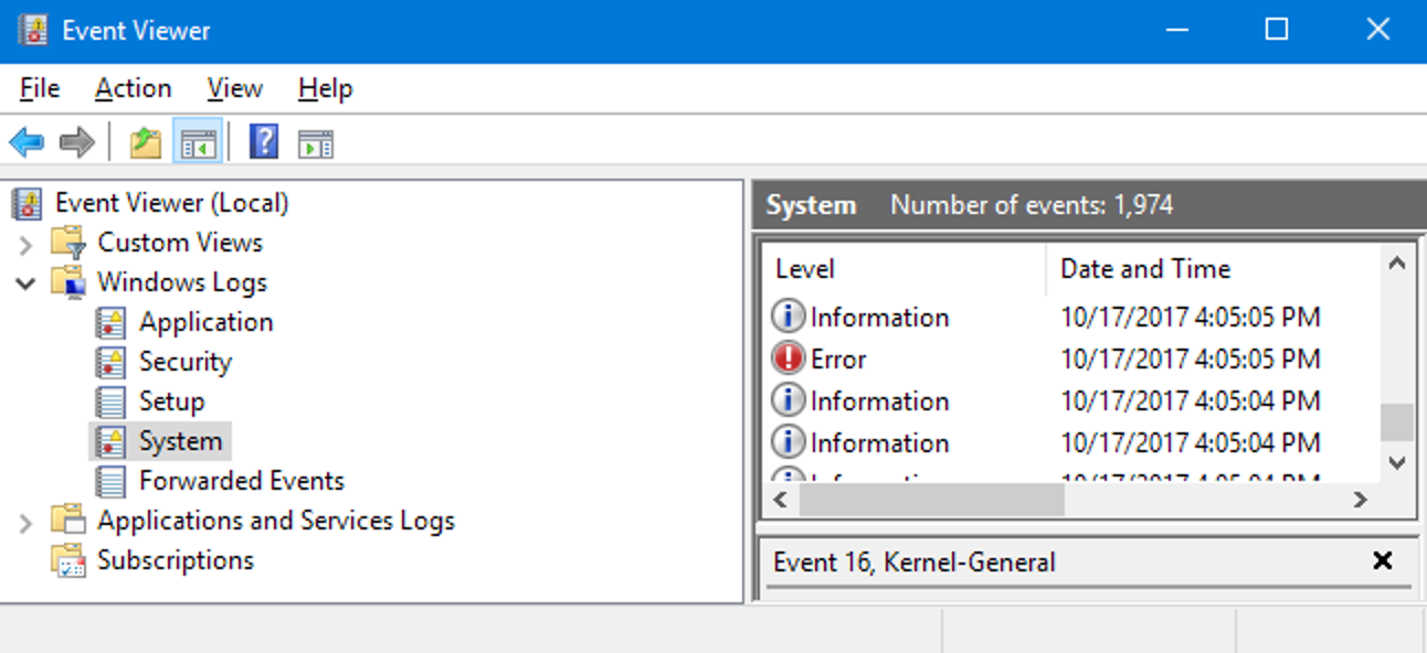 remotely view event logs windows 10